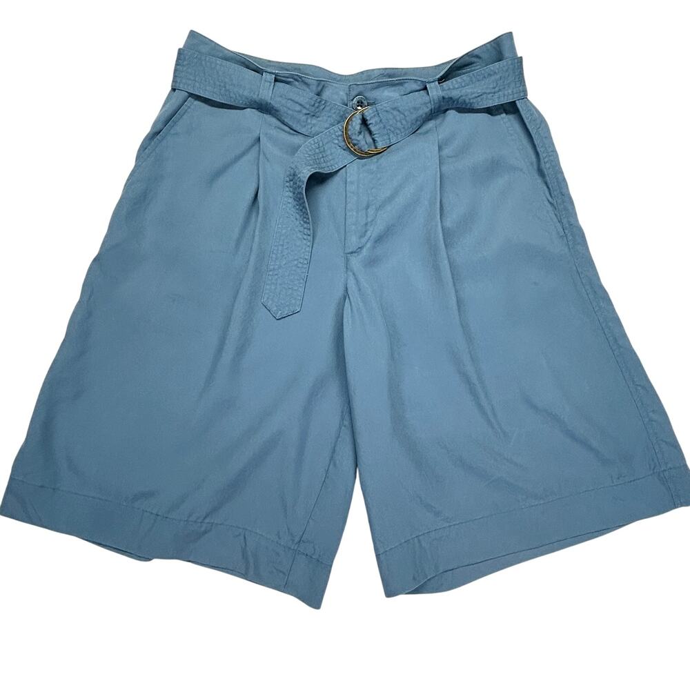 Lauren Ralph Lauren Baggy Bermuda Shorts Womens 8 Cornflower Blue Lyocell Brass
